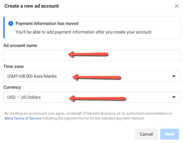 Ad Account Configuration Modal